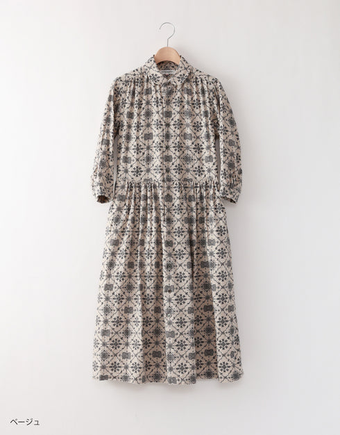 Linen gathered shirt dress